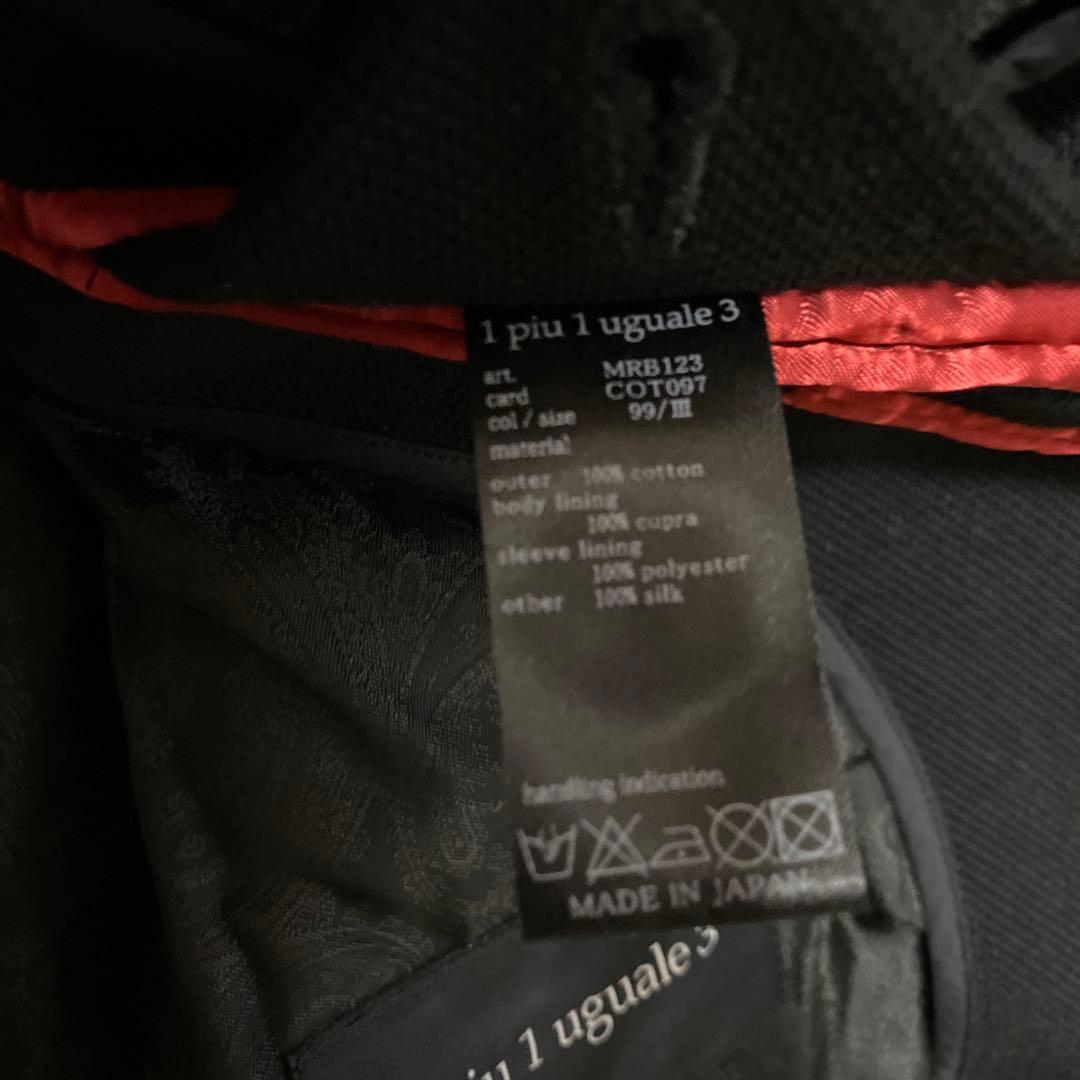 1PIU1UGUALE3 テーラードジャケット シングル チェック柄 黒