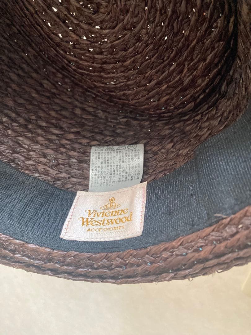 ヴィヴィアンウエストウッドストローハット カラフルバンド付きS Ｍ