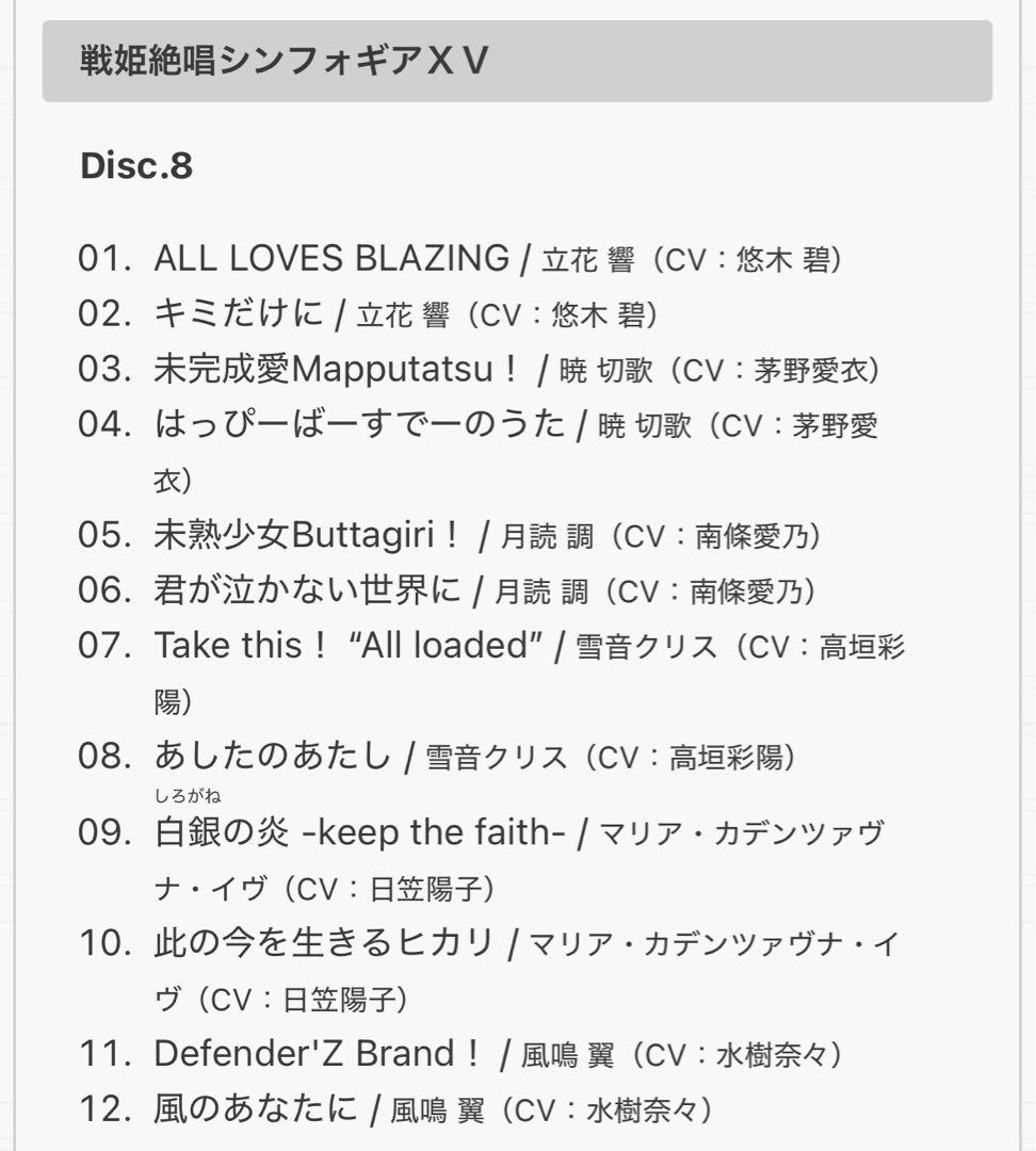 戦姫絶唱シンフォギア キャラクターソングコンプリートBOX