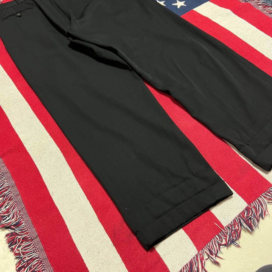 90s Ralph Laurenラルフローレン レーヨン 2タック 黒スラックス