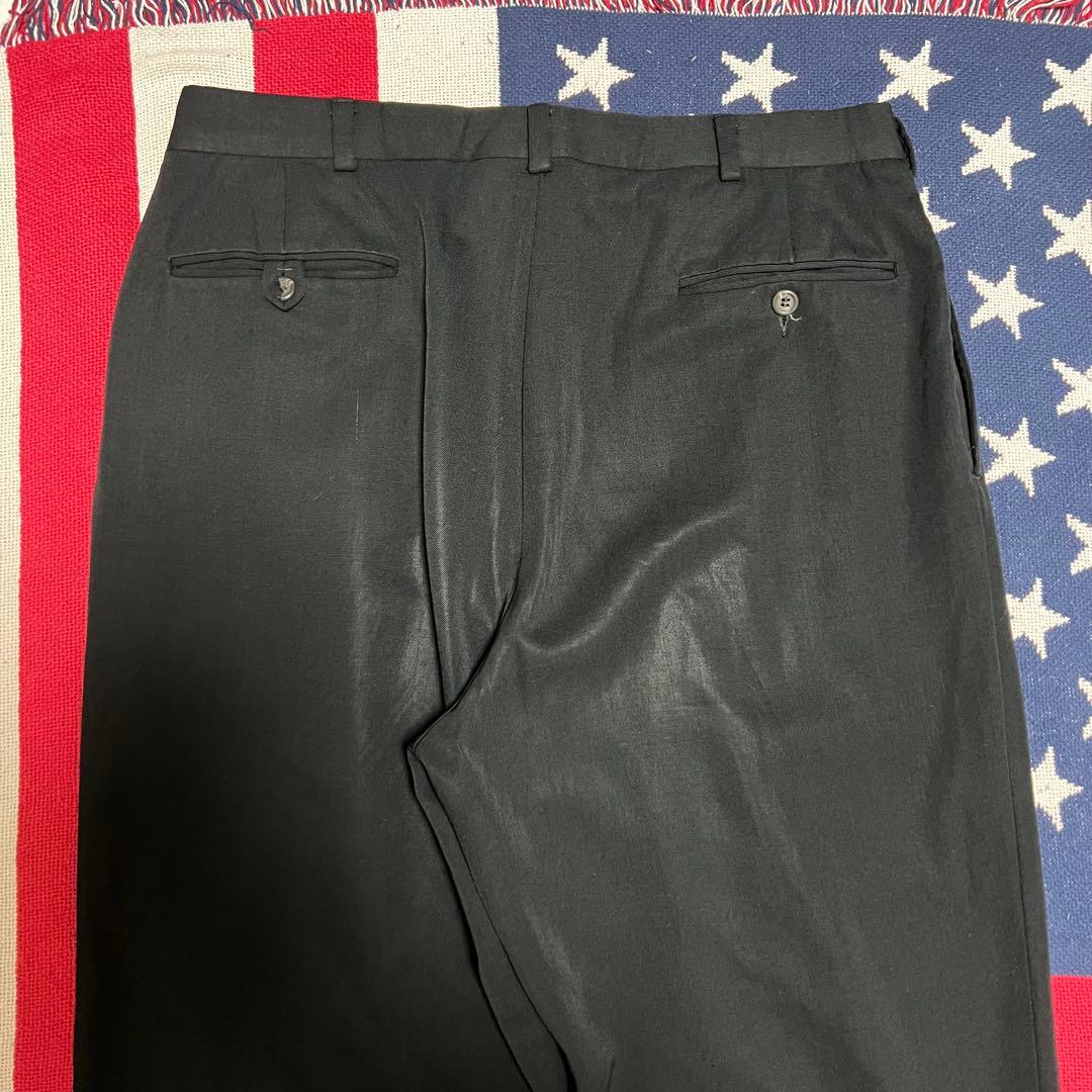 90s Ralph Laurenラルフローレン レーヨン 2タック 黒スラックス