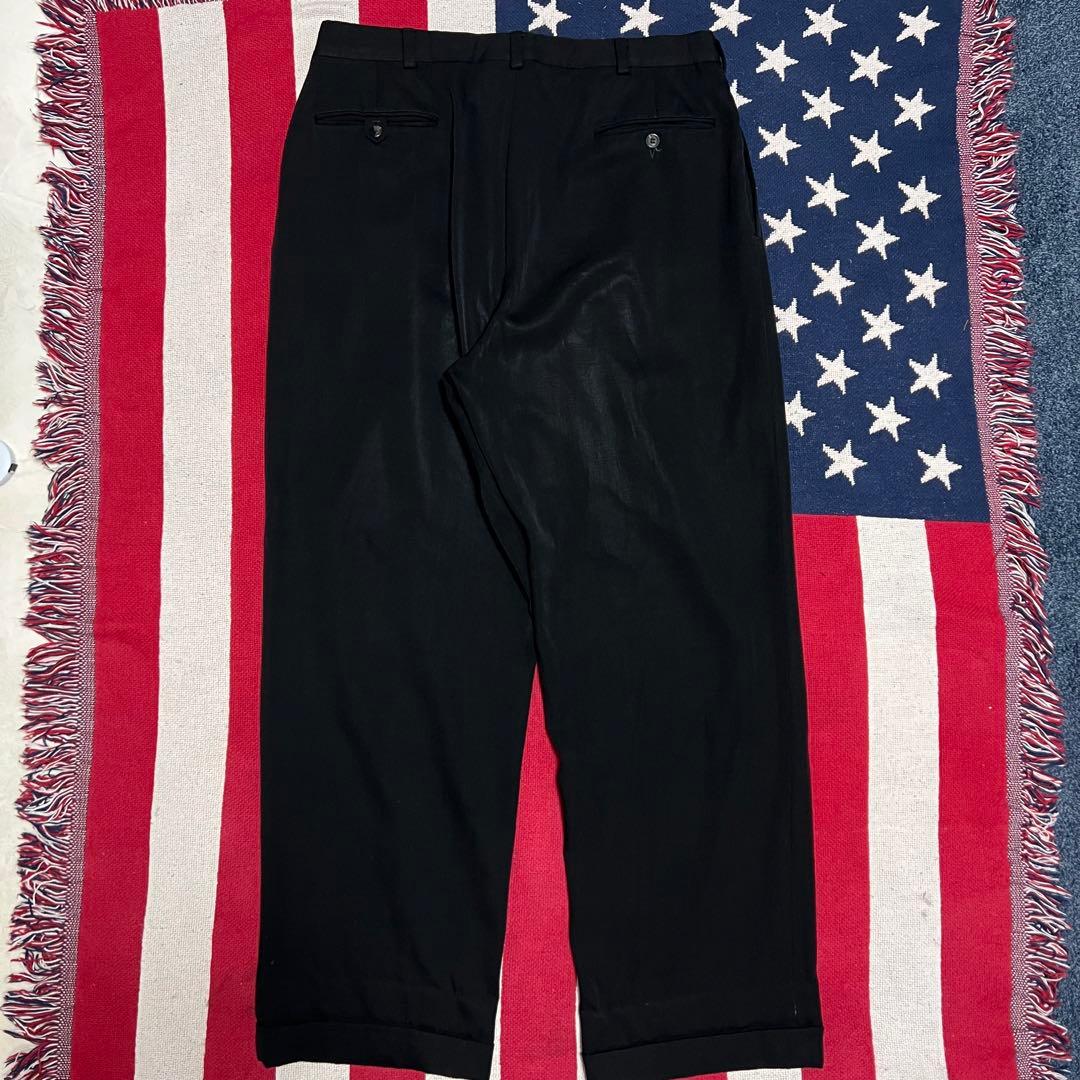 90s Ralph Laurenラルフローレン レーヨン 2タック 黒スラックス