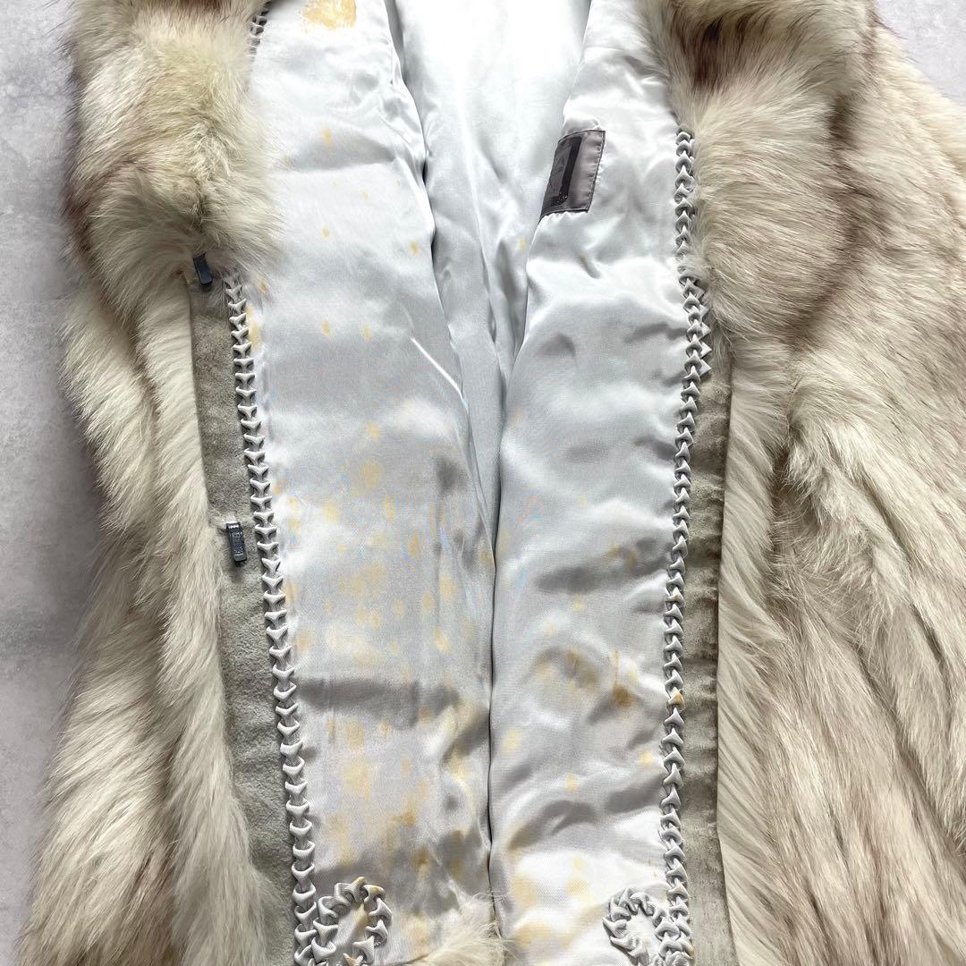大きいサイズ✨サガフォックス ファーコート ホワイト系 シルバー 13号 XL