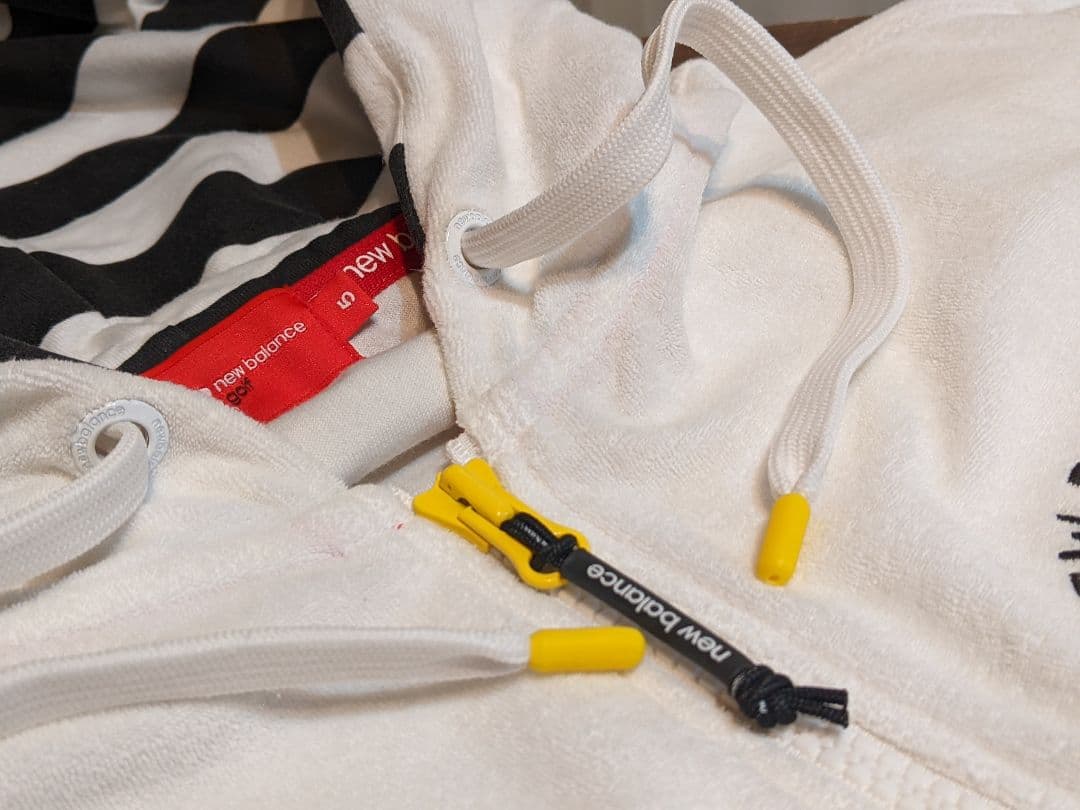 ニューバランス　ゴルフ　フルジップ　パーカー　パイル地　ボーダー　ジャケット　白