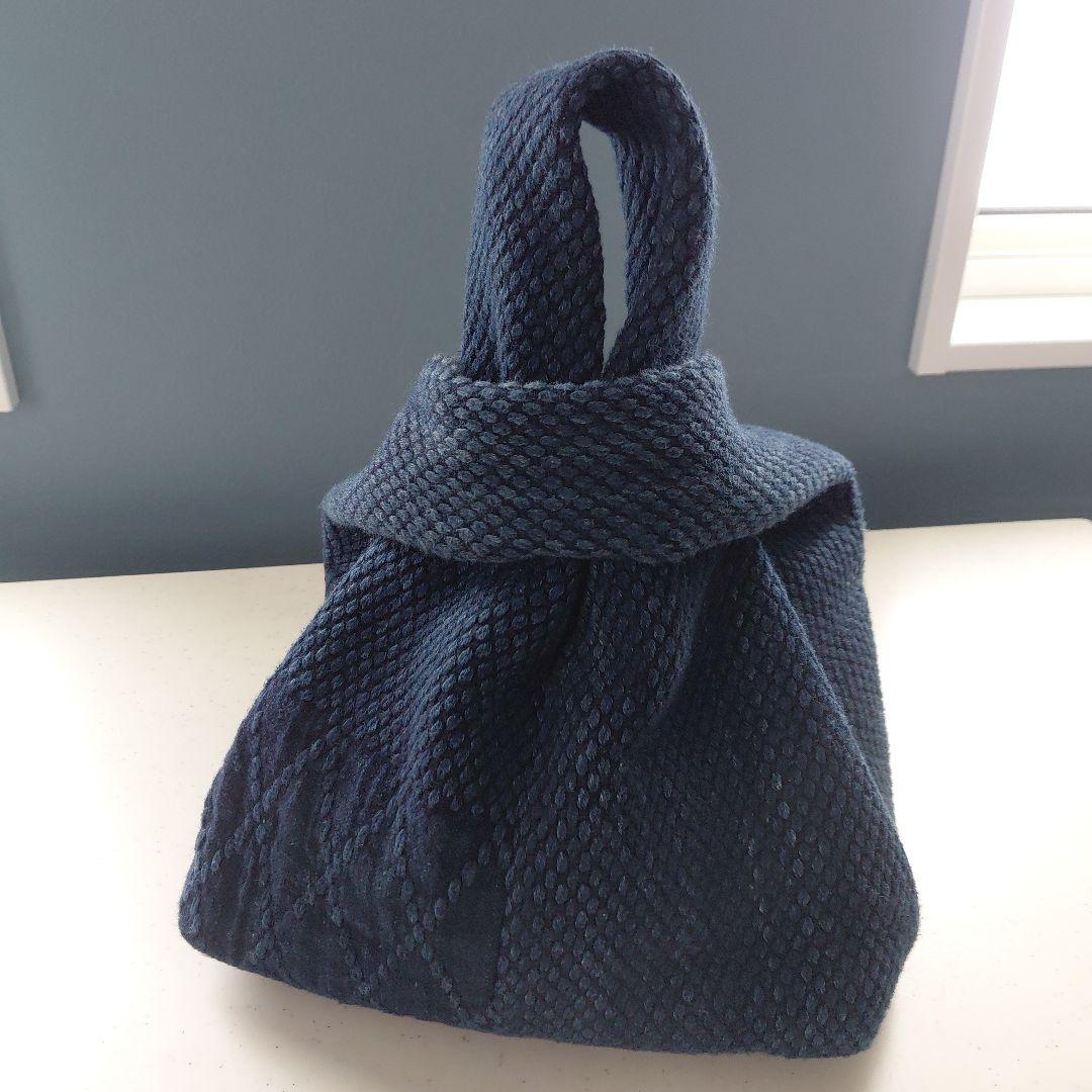 武州正藍染　手提げバッグ　小　二重刺子　濃紺