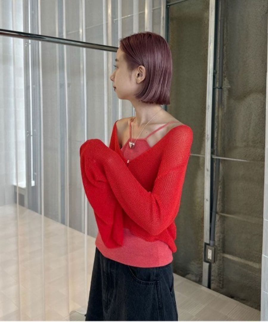 トップス LAYERED KNIT CARDIGAN TOP Ameri Vintage