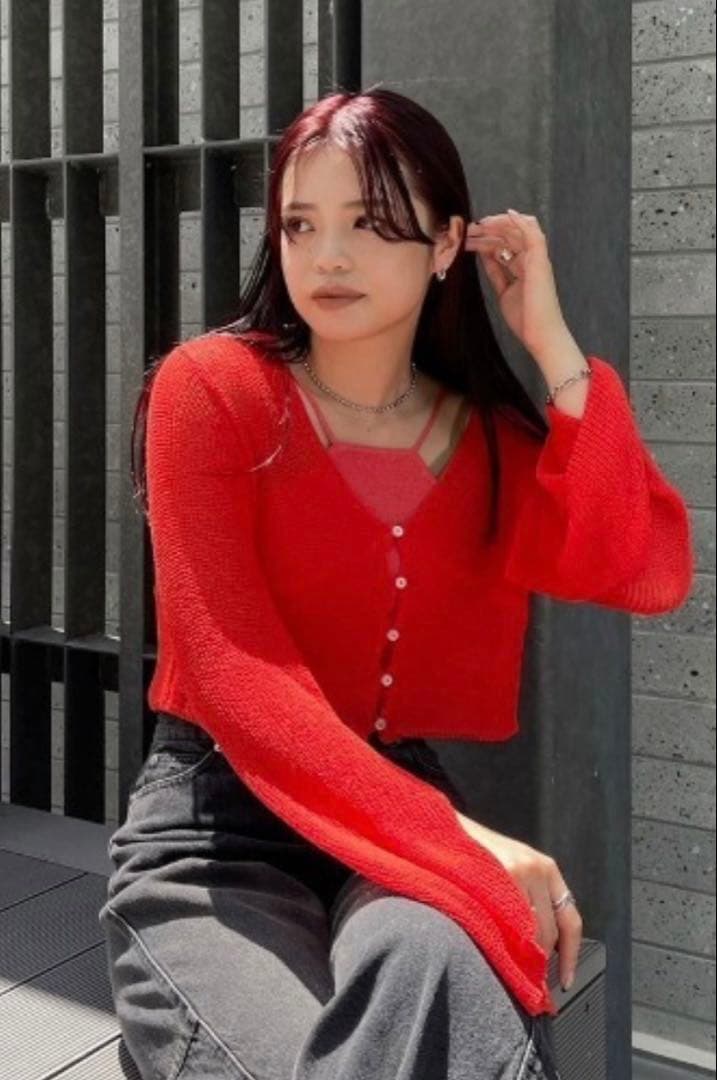 トップス LAYERED KNIT CARDIGAN TOP Ameri Vintage