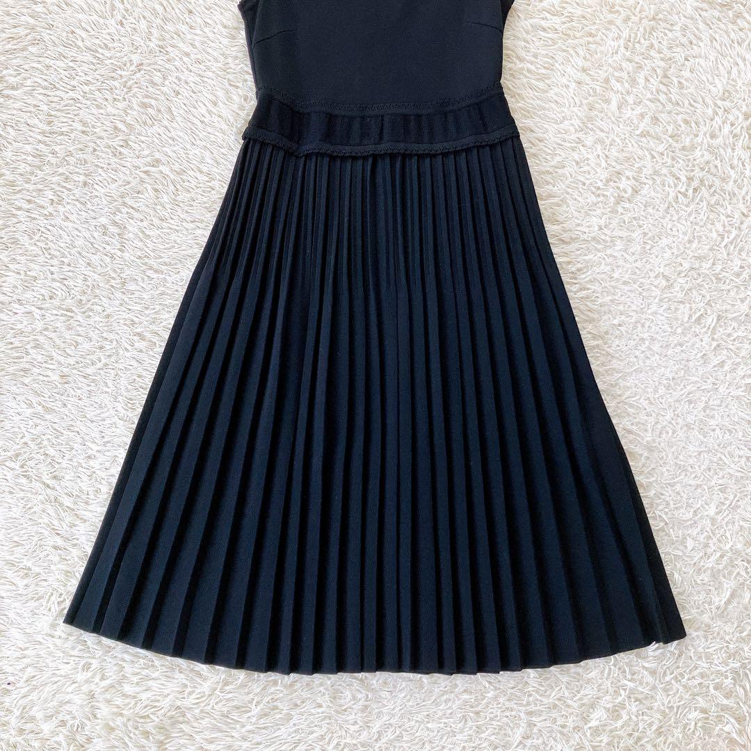 美品✨2020 Rene スカラップフリル ニットワンピース プリーツ 34 黒