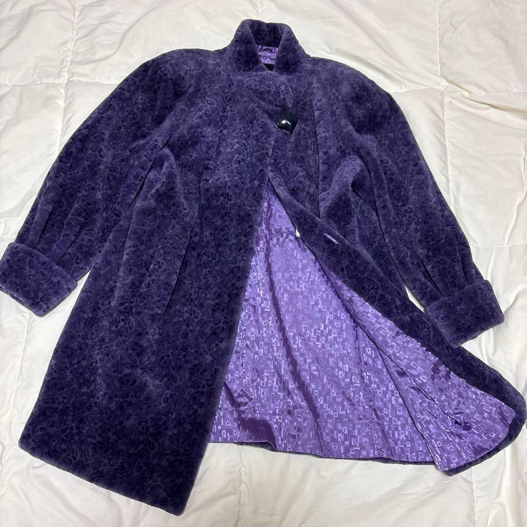 EMBA エンバ シェアードミンク コート リアルファー　毛皮　パープル
