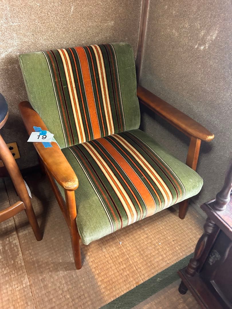 オールドカリモク 　Kチェア　ストライプ