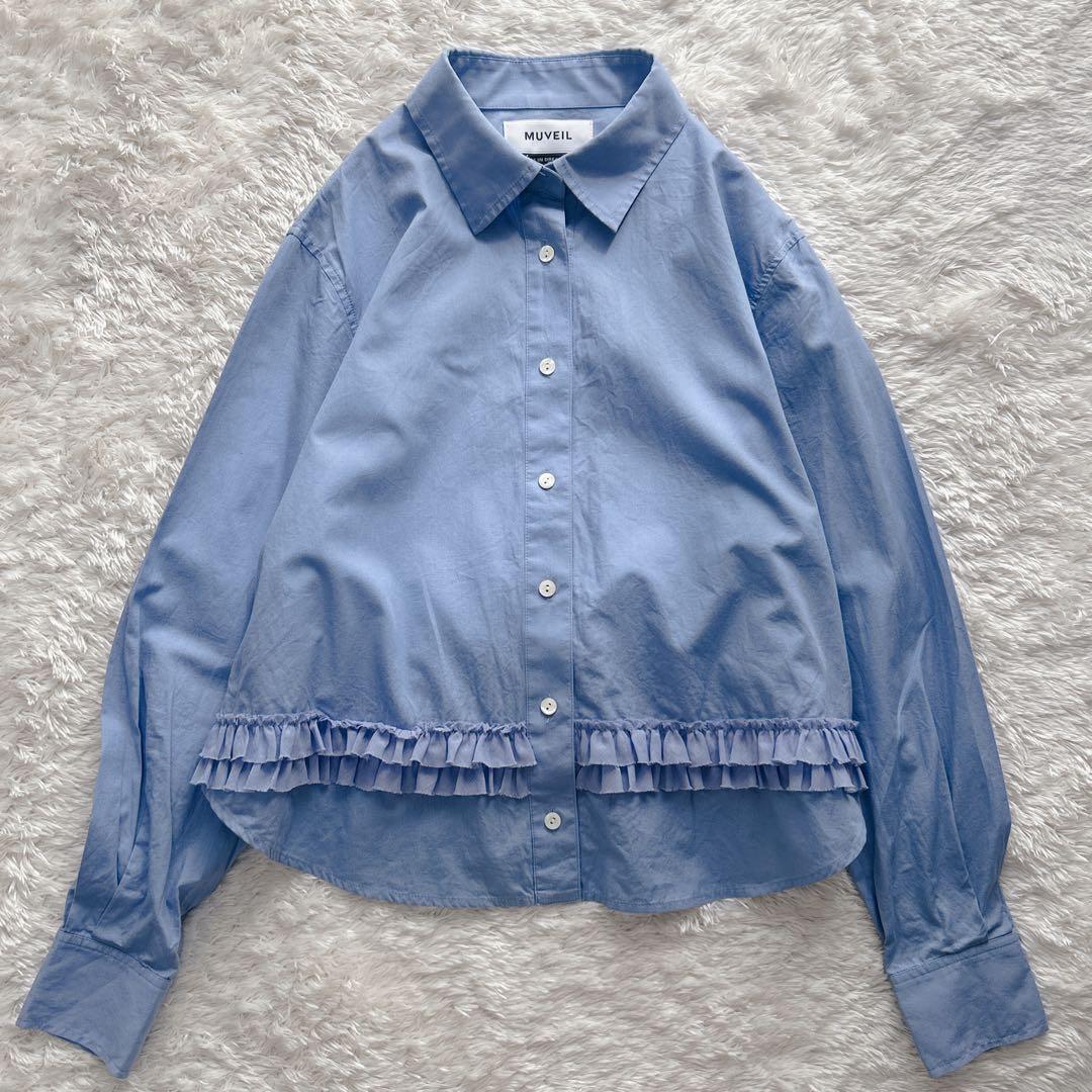 MUVEIL ミュベール バックフリルブラウス サックスブルー 38 M