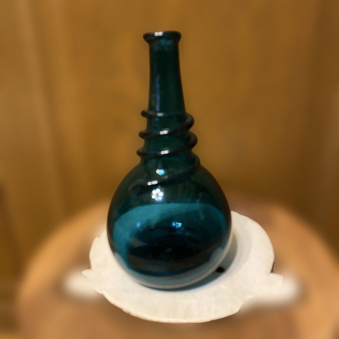 [まーる]倉敷ガラス　小谷真三　青巻付瓶　小瓶