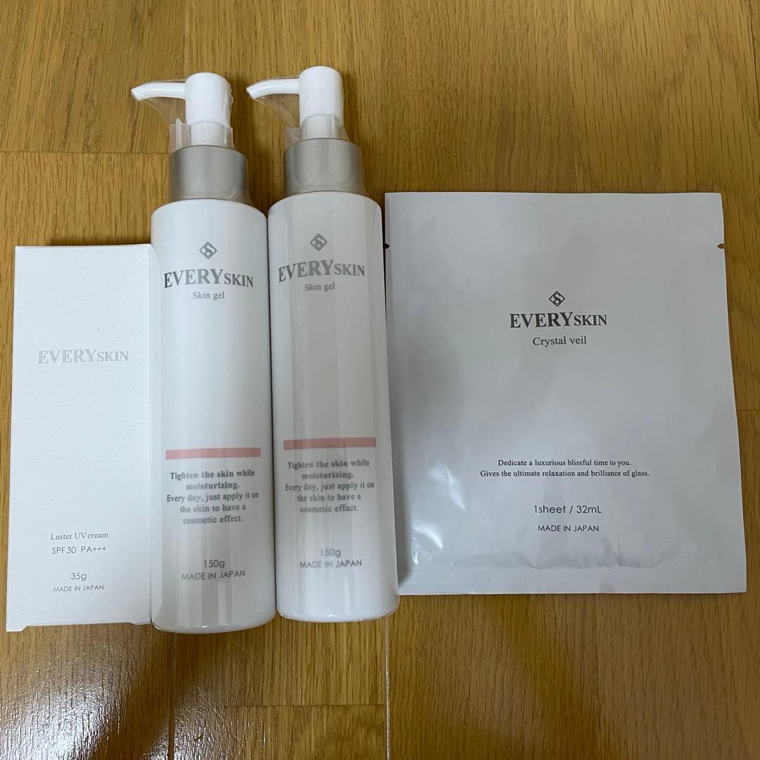 EVERYSKIN 化粧水ジェル2本、日焼け止め、美容液パック
