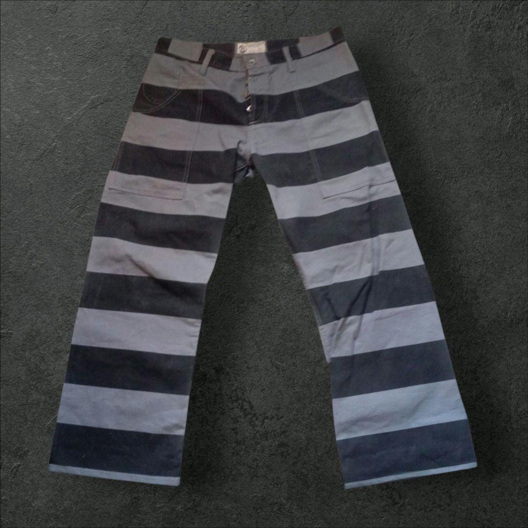 絶*ン様 ROAD RUNNER XL プリズナーパンツ グレー&ブラック　xl