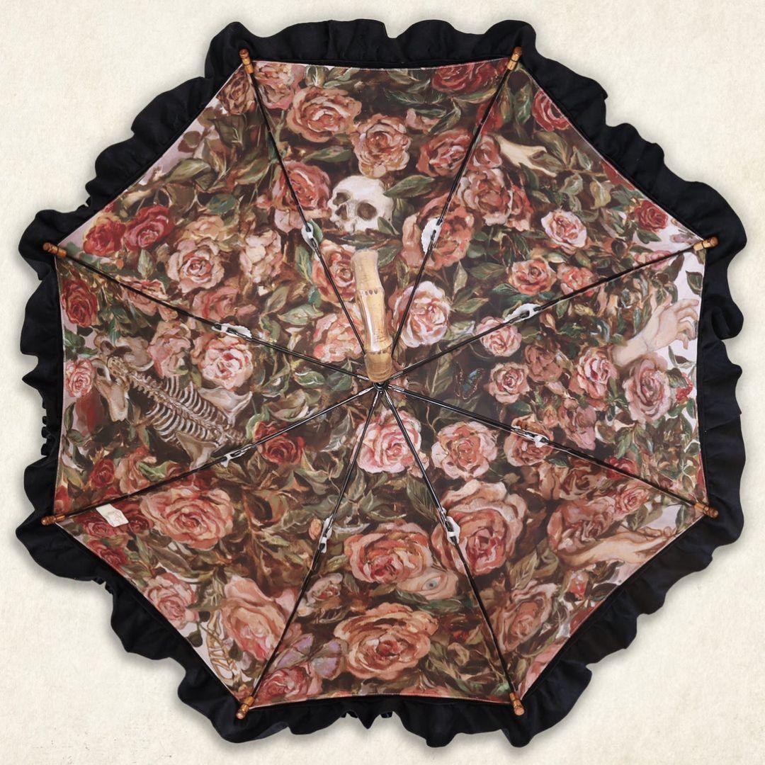 まくらくらま眠る薔薇園傘ブラック