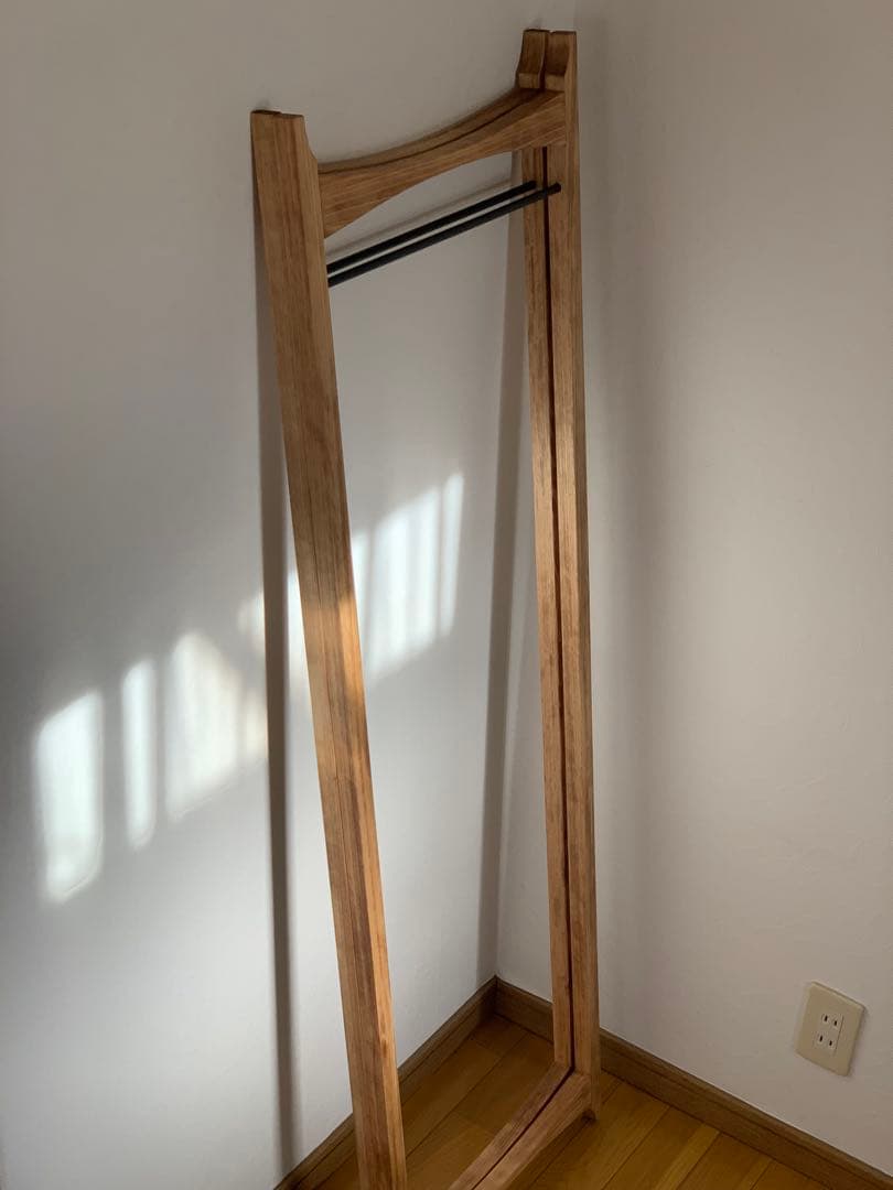 【無垢ひのき材】木とアイアンのスタイルハンガーラック　ミッドセンチュリー風