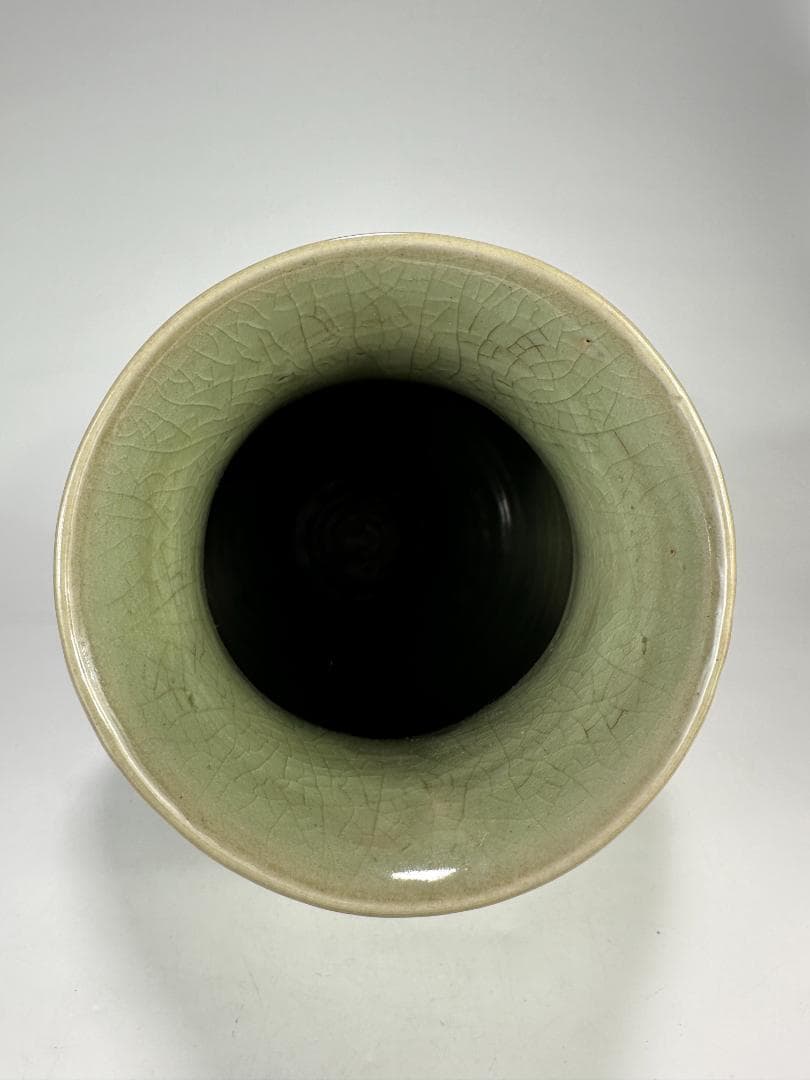 中国美術　龍泉窯　天龍寺　青磁　七官　花瓶　花器　時代　古物　唐物　明時代？