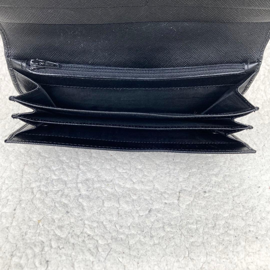 極美品✨プラダ 長財布 サフィアーノ 三角ロゴ プレート フラップ ブラック 黒
