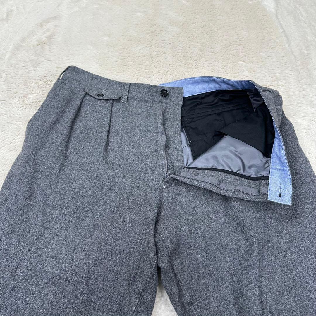 ✨美品✨ビームスプラス 2プリーツ テーパード フランネル パンツ グレー XL