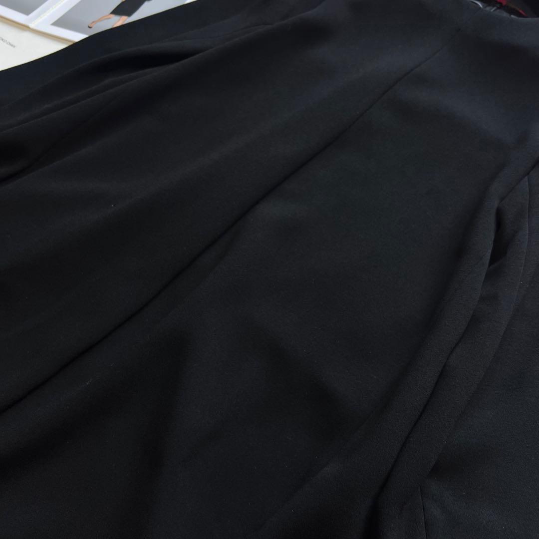 【美品】YOKO CHAN 膝丈ワンピース ブラック 36 長袖 バックテール