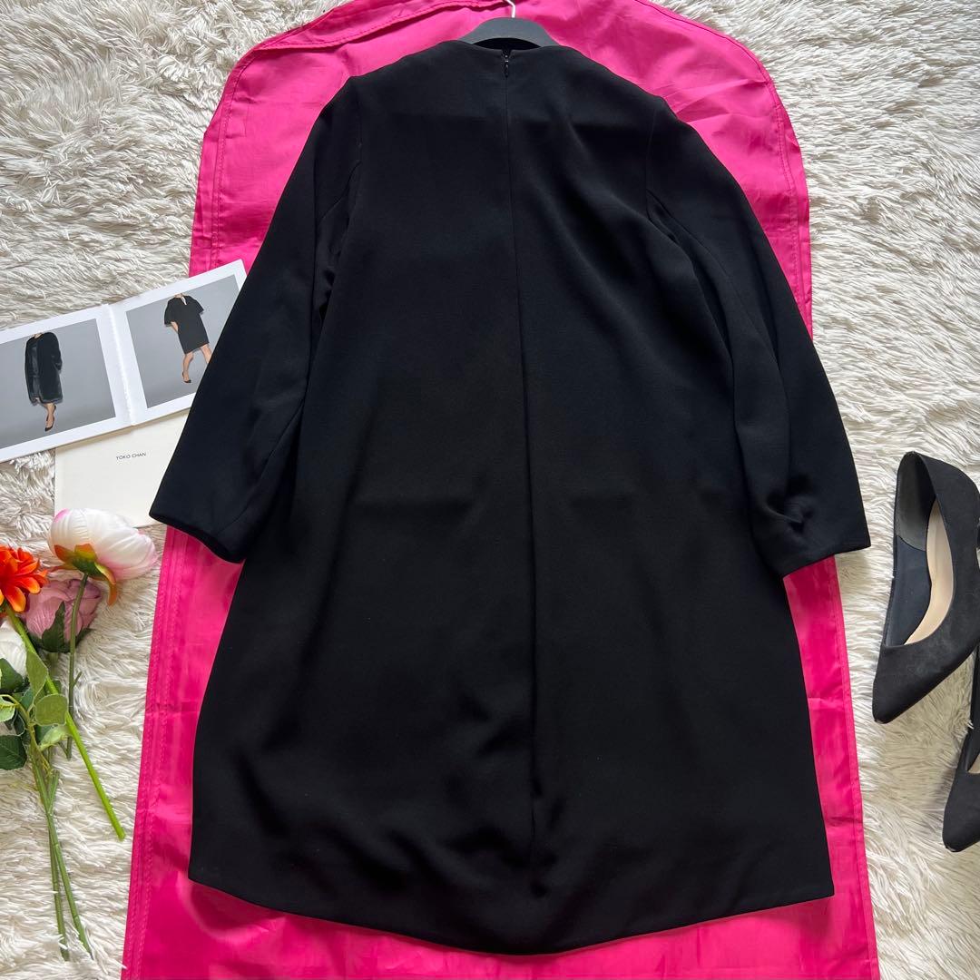 【美品】YOKO CHAN 膝丈ワンピース ブラック 36 長袖 バックテール