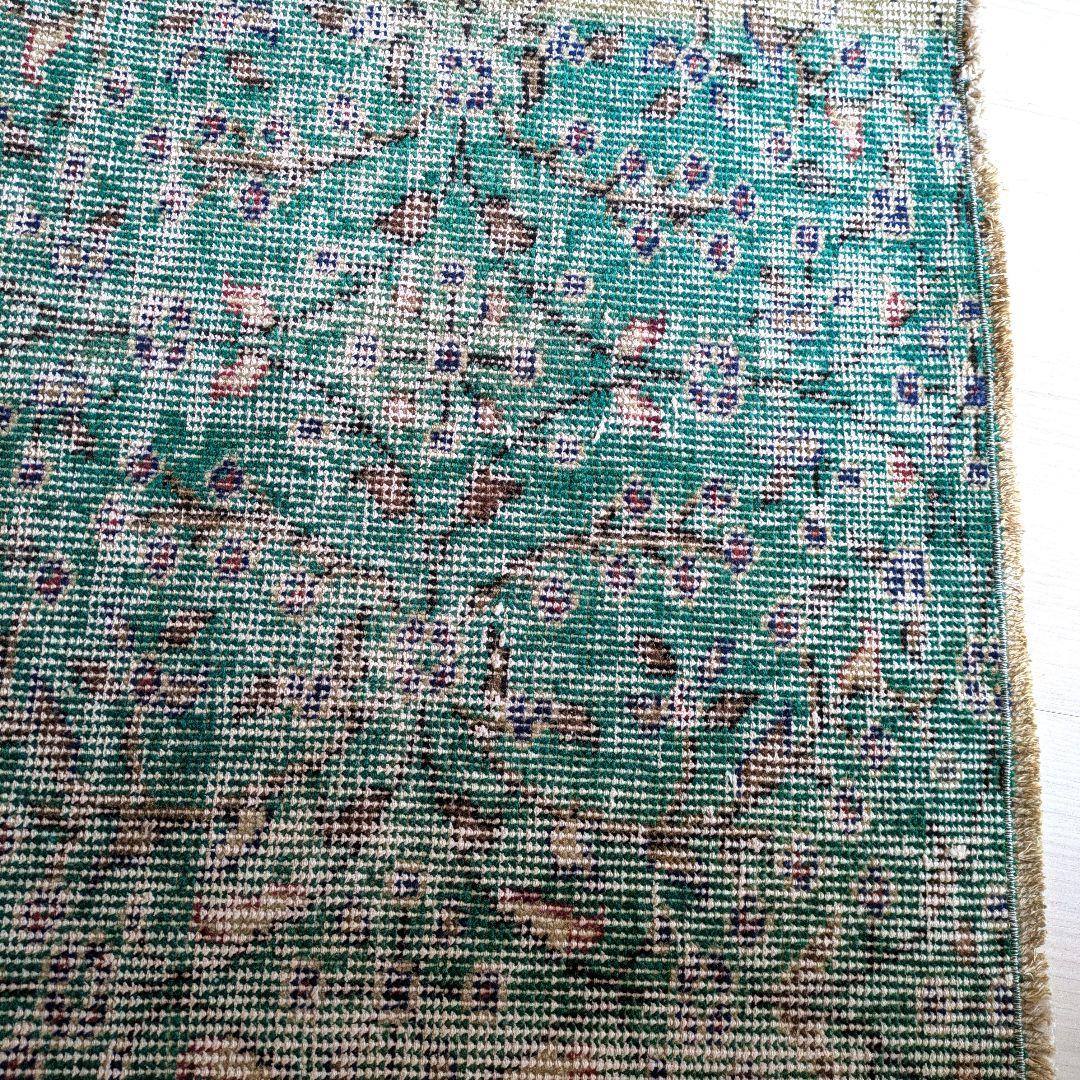 81×169 エメラルドブルー　トルコヴィンテージラグ