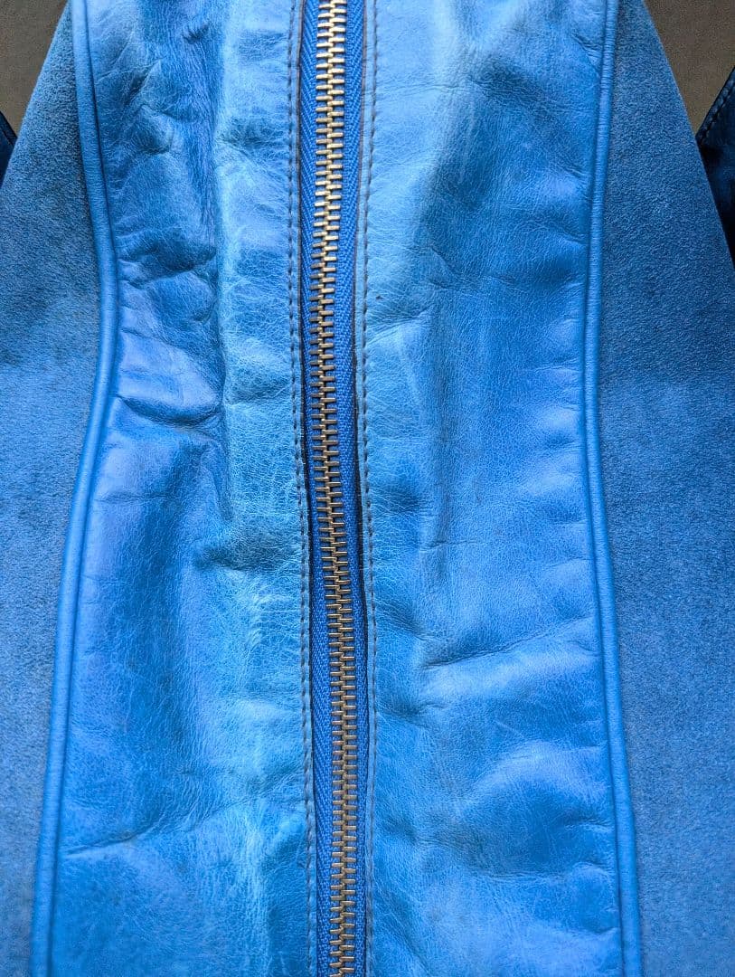 MULBERRY青いレザー ボストンバッグ 388085