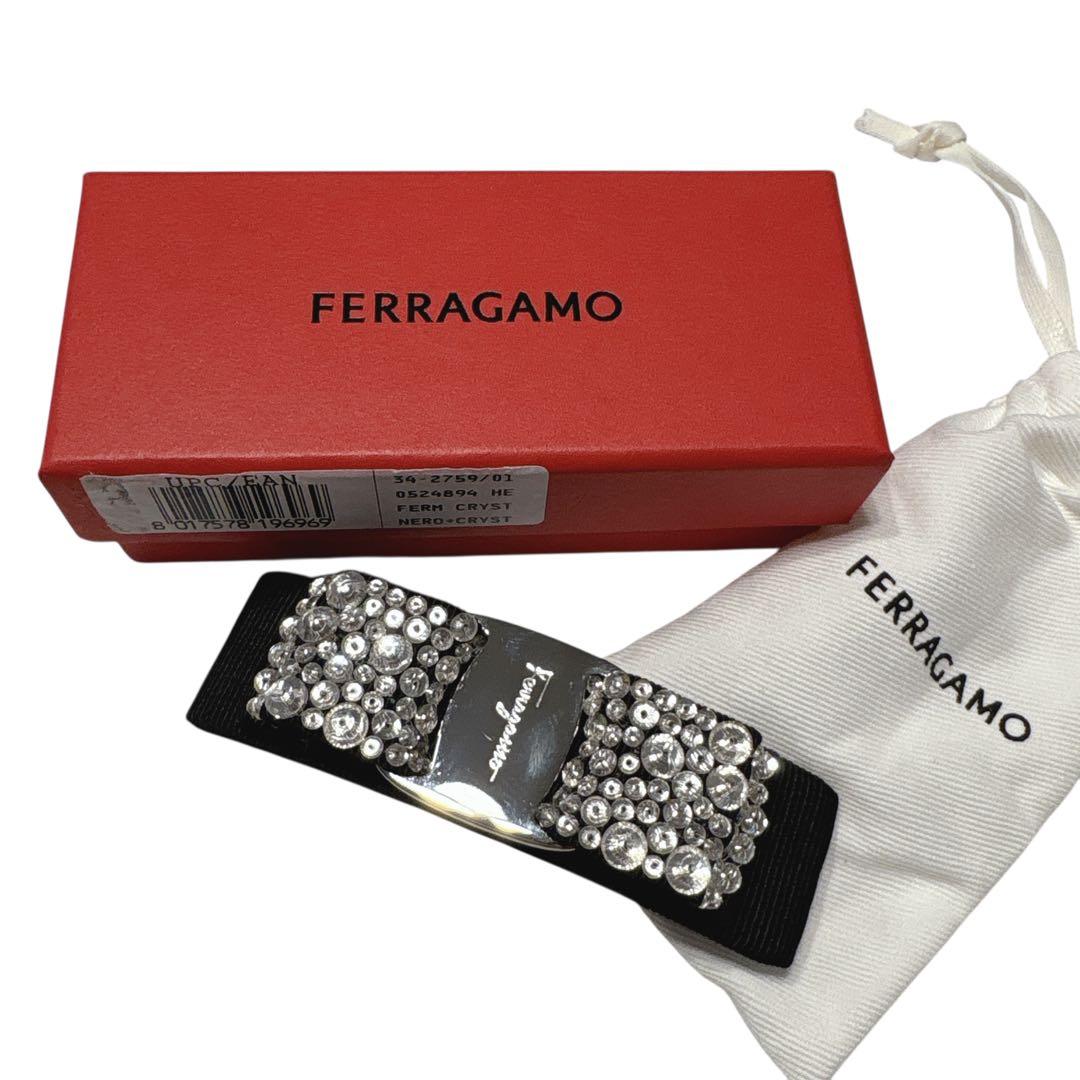 ［極美品］FERRAGAMO フェラガモ　ヘアアクセサリー　バレッタ　ストーン