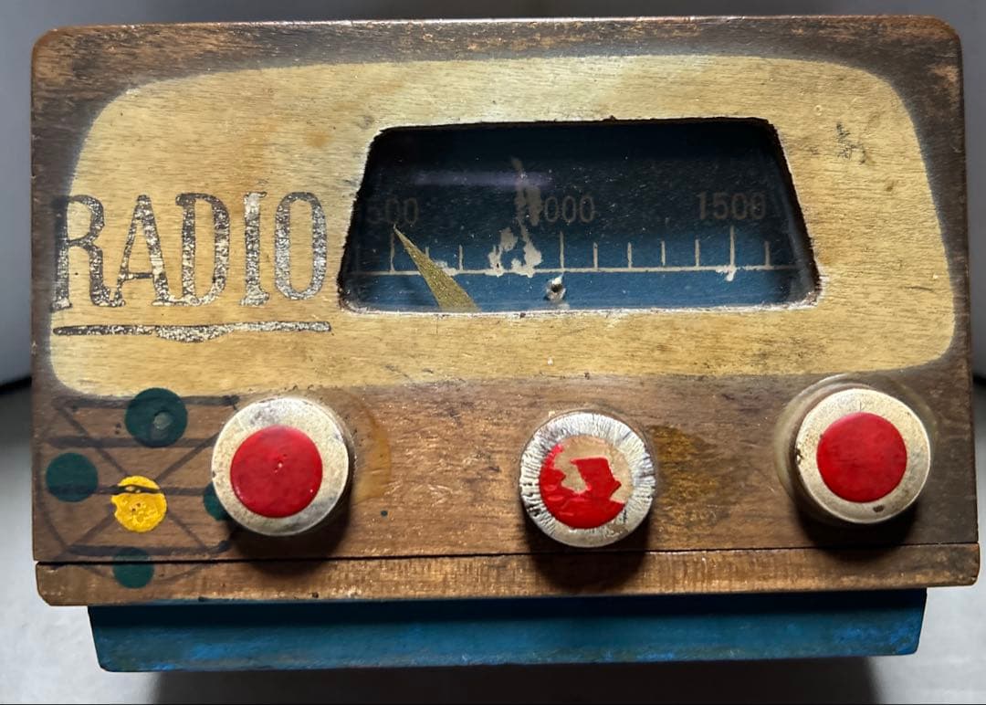 当時物 レトロ ビンテージ 真空管ラジオ型 木製貯金箱 希少