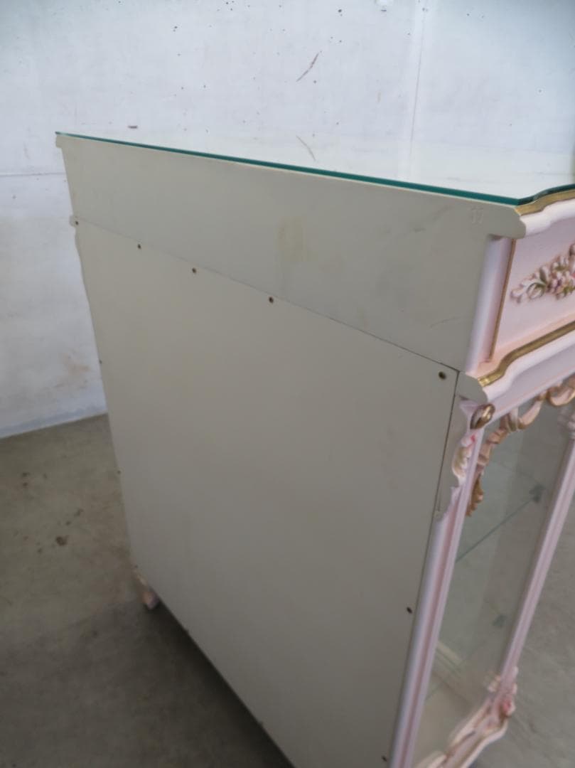 美品■ロココ■姫家具■花柄■ガラスキャビネット■ディスプレイケース■飾り棚■