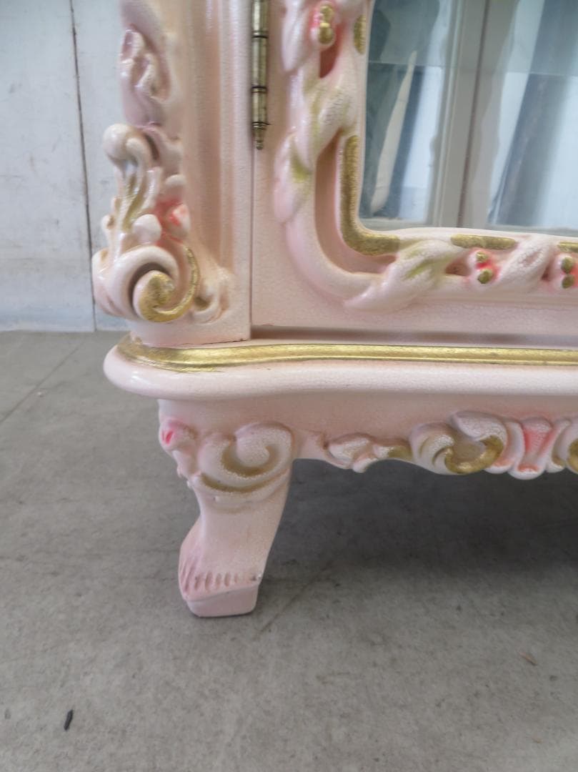 美品■ロココ■姫家具■花柄■ガラスキャビネット■ディスプレイケース■飾り棚■