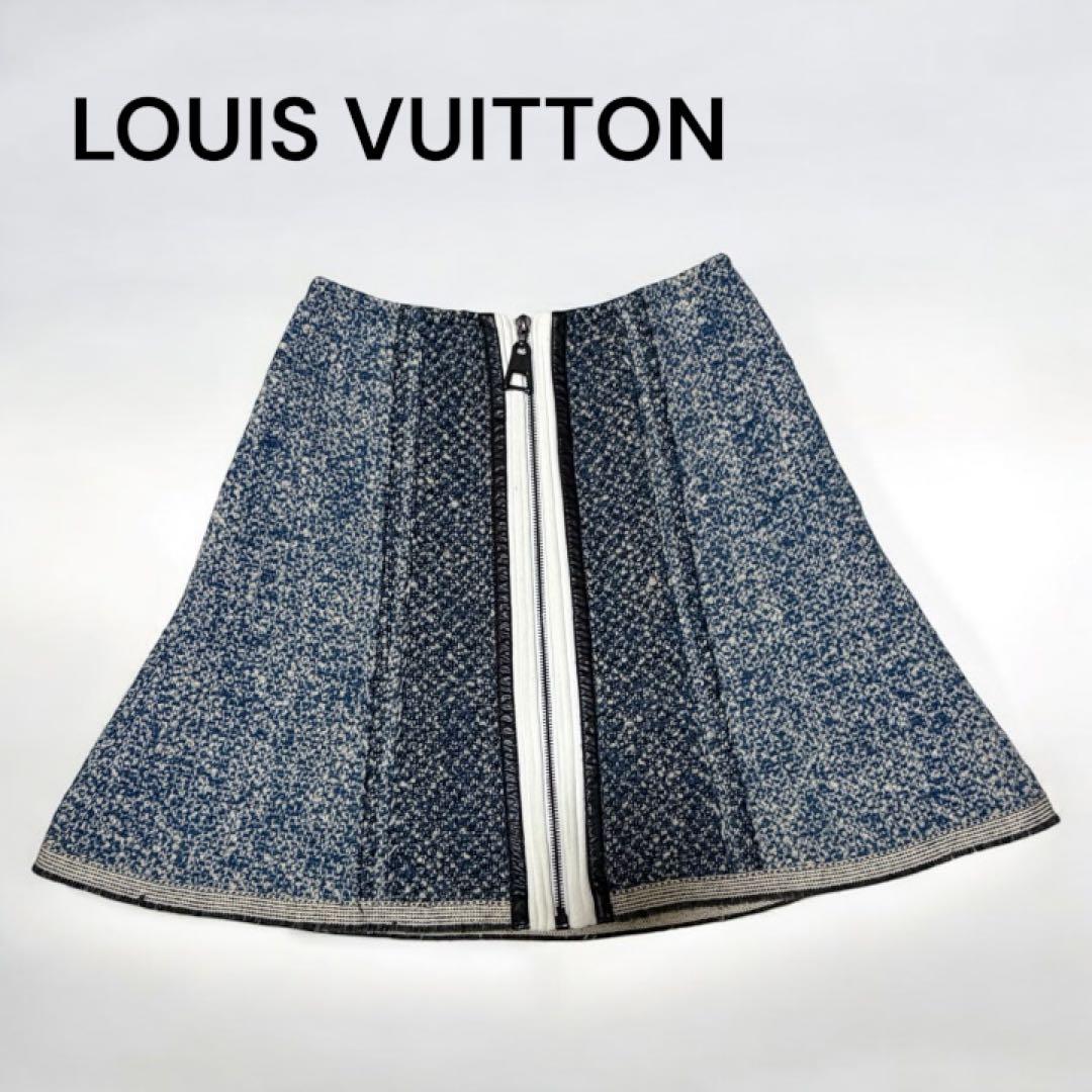 LOUIS VUITTON ツイード ジップアップ ミニスカート 34 美品