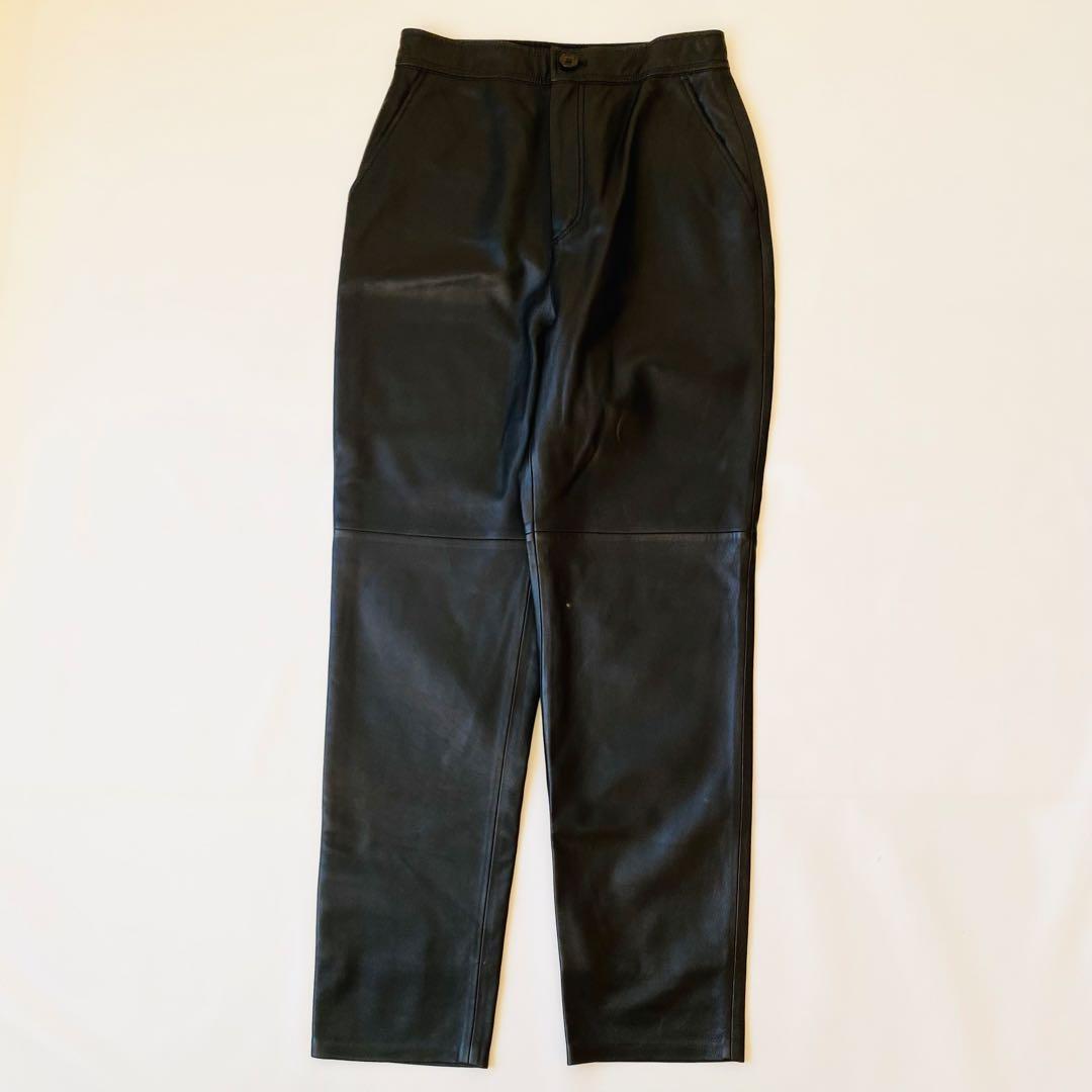 【美品】カレンソロジー　羊革 ラムレザー ハイウエスト テーパードパンツ　M