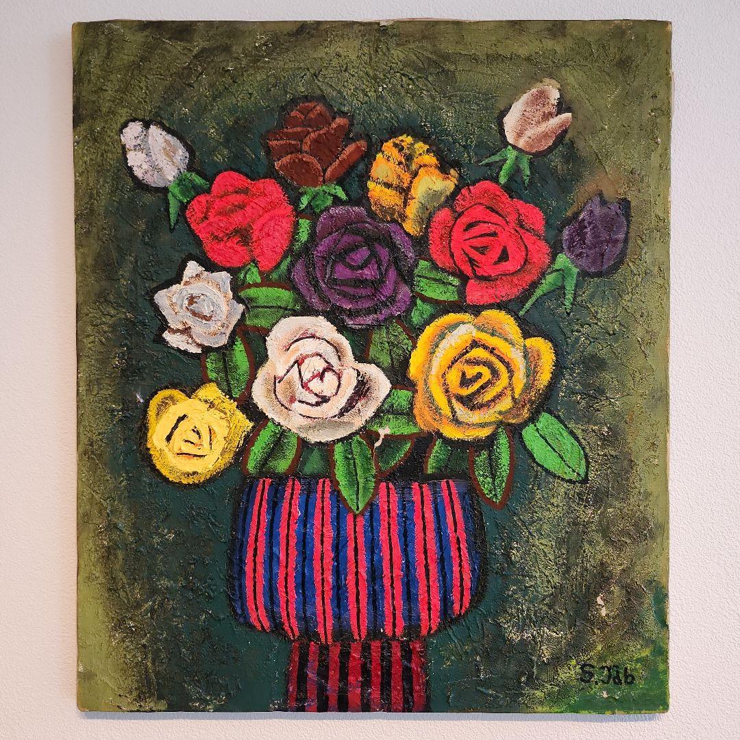 田渕眞兒　油絵　油彩画　薔薇シリーズ　花　No.10-25+s