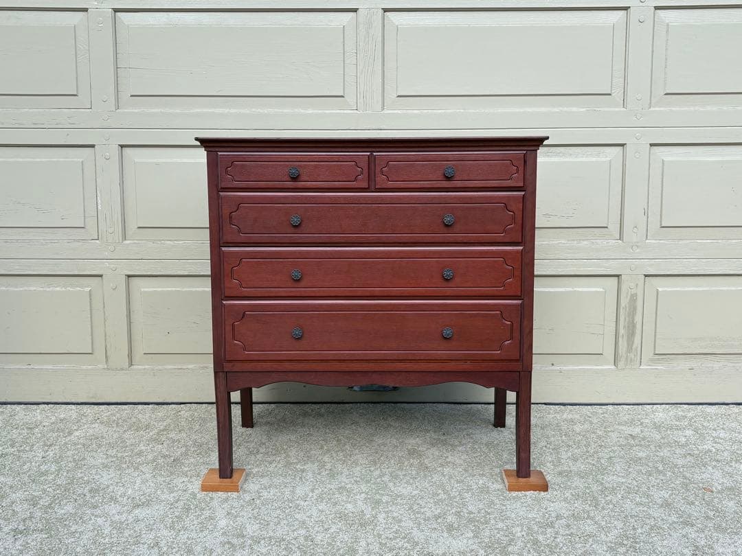クラシック 猫脚チェスト 4段 木製 マホガニー調 引出し収納 アンティーク調
