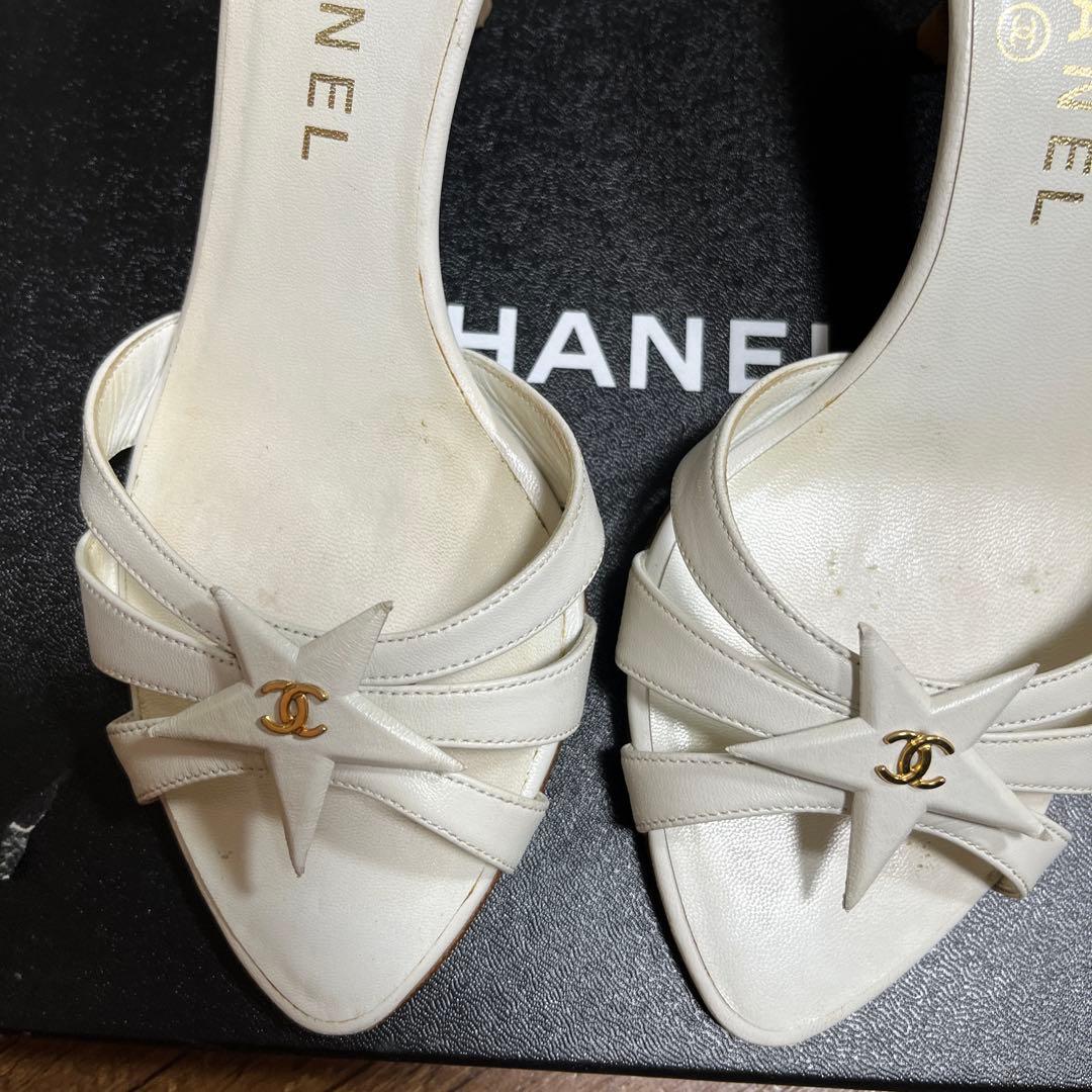 CHANEL ホワイト サンダル 中ヒール36C