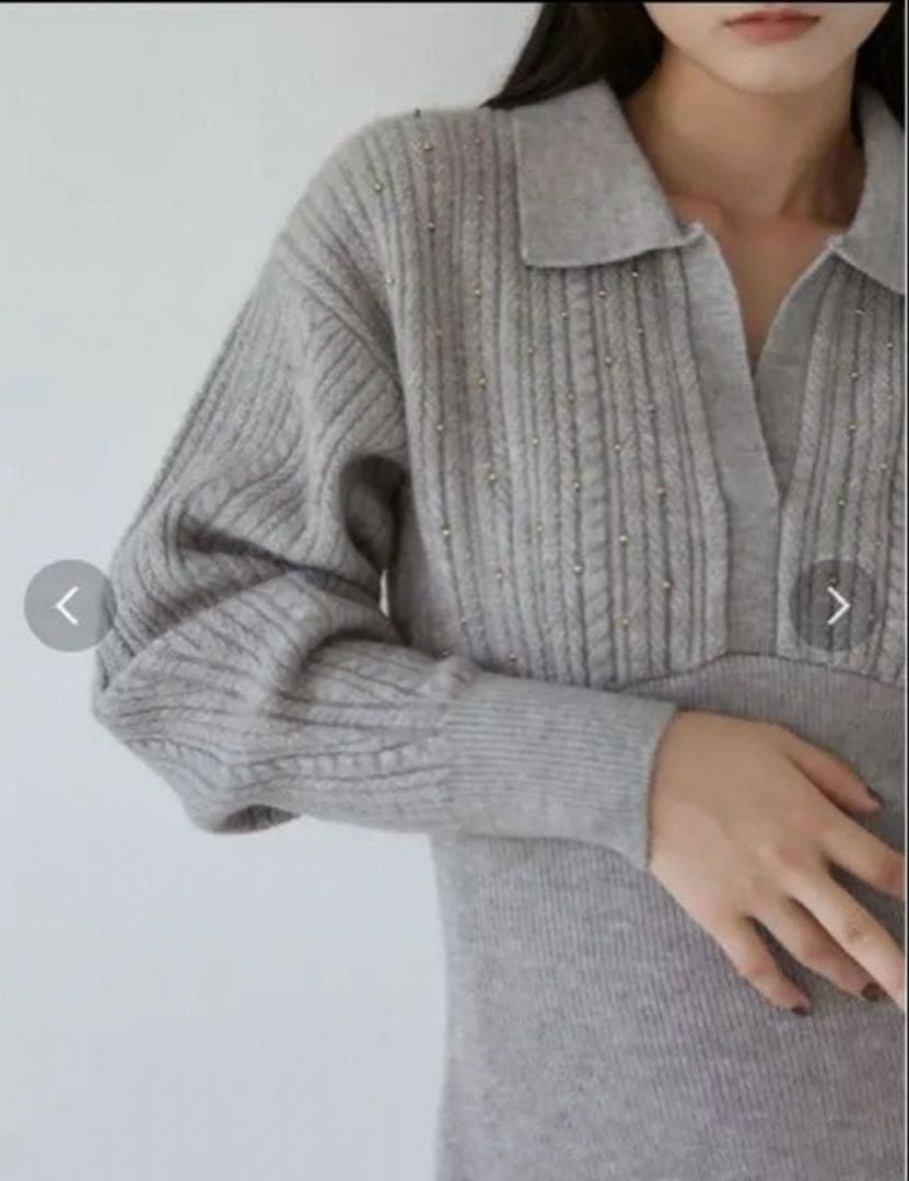 値下げ！ラグナムーン　ケーブルビジューIラインニットワンピース