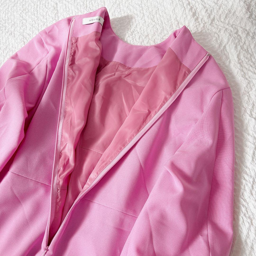 24ss✨ ADORE ハイツイストドライクロスワンピース　ロング　ピンク　38