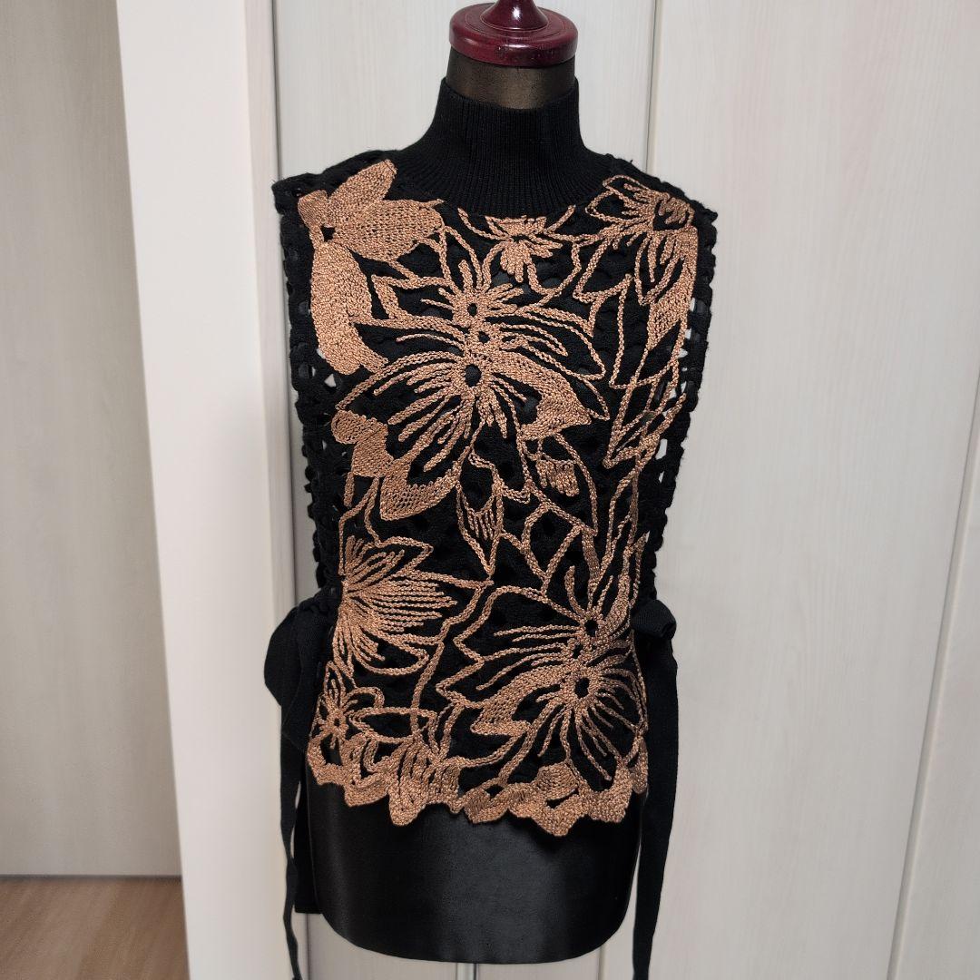 【美品】PRIDE プライド　ニットベスト38 黒×茶色　Mサイズ