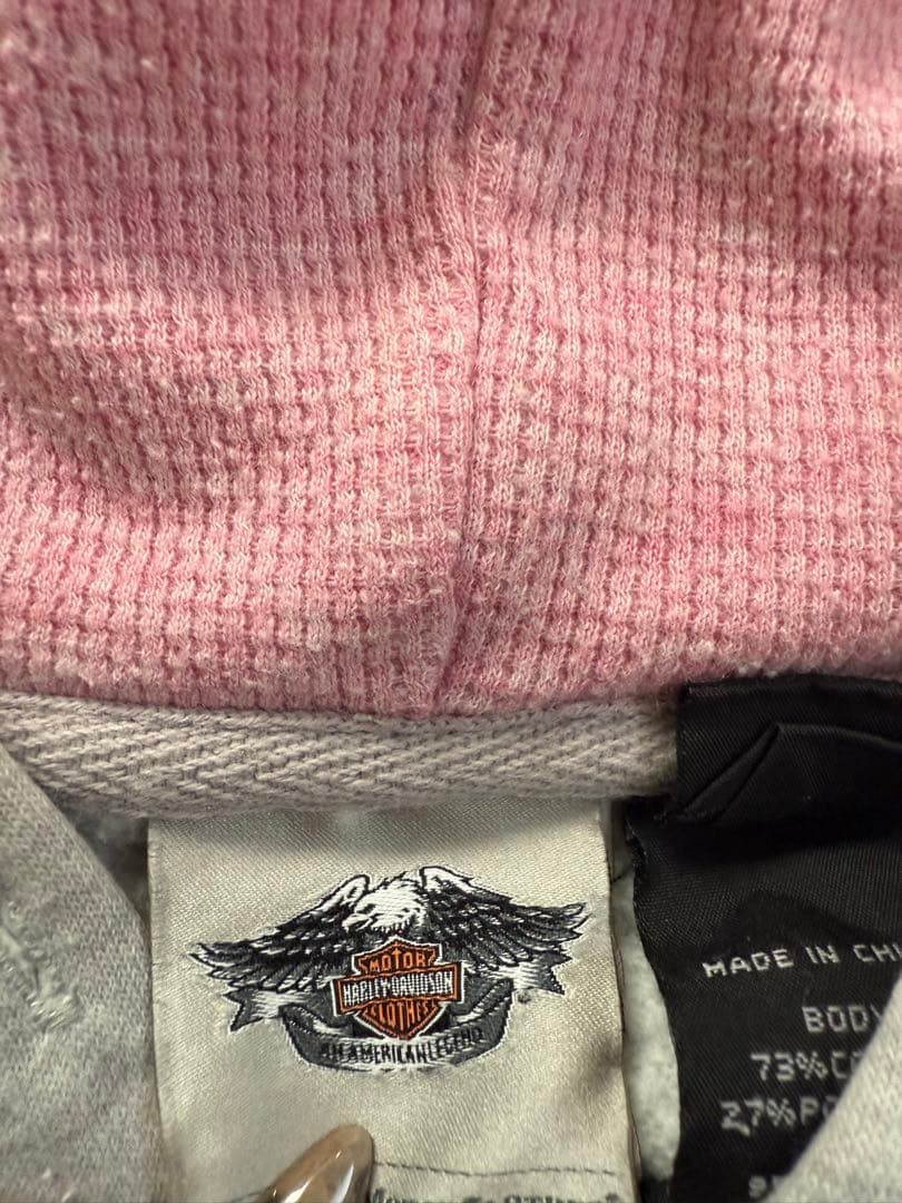 希少 Harley Davidson グレー ジップパーカー レディース y2k