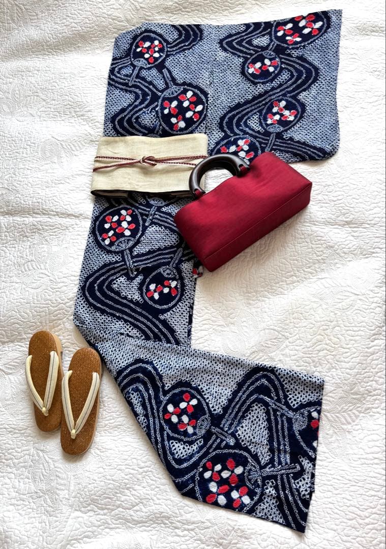 粋な大人の浴衣 極上の逸品です ◆ 有松絞り 団扇うちわ 高身長の方にも