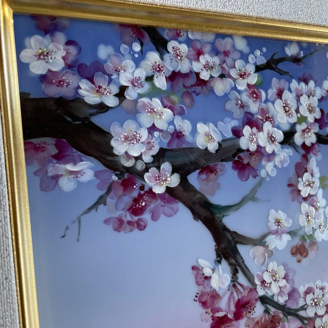 □美術品□桜に富士・陶板画□H.Bretscheider・01／25◇マイセン◇