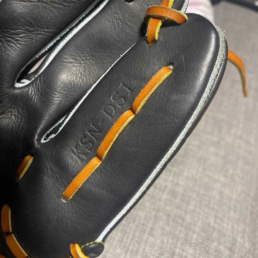 ず*な様 久保田スラッガー 軟式グローブ 黒/オレンジ　内野手用