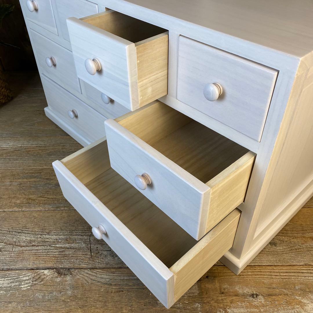 大幅値下げセール中！木製多引き出し桐チェストタンスCホワイト70㎝×41㎝横長