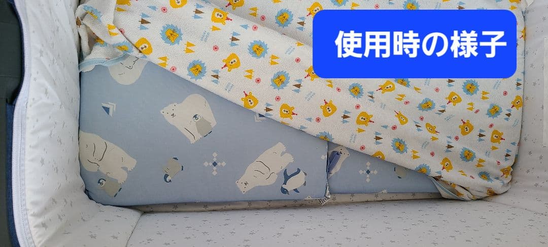 HZDMJ ベビーベッド 折りたたみ　ネイビー コンパクト　美品　出産準備