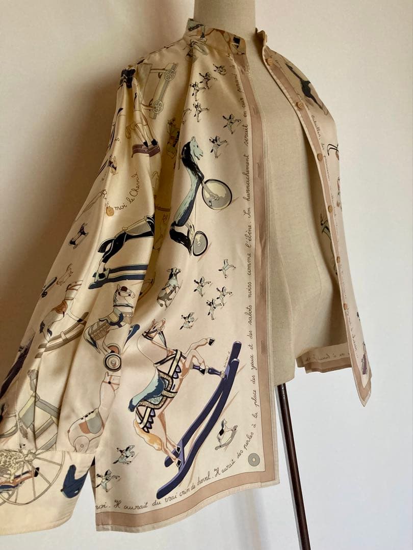 HERMES ロゴシャツブラウス　マルジェラ期 『お馬の話をして』クリーニング済