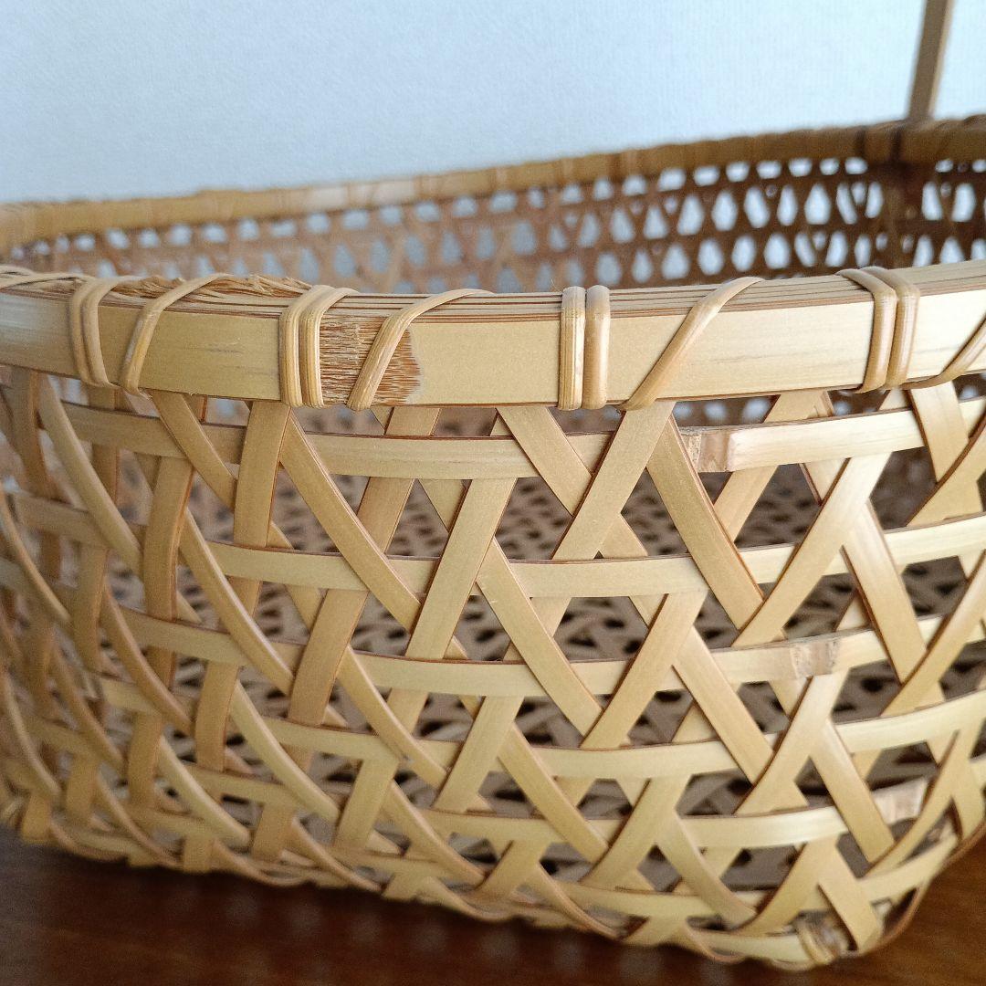 竹製籠　宮崎　作家物　竹細工　バスケット　大きめかご　天然素材　亀甲　クラフト