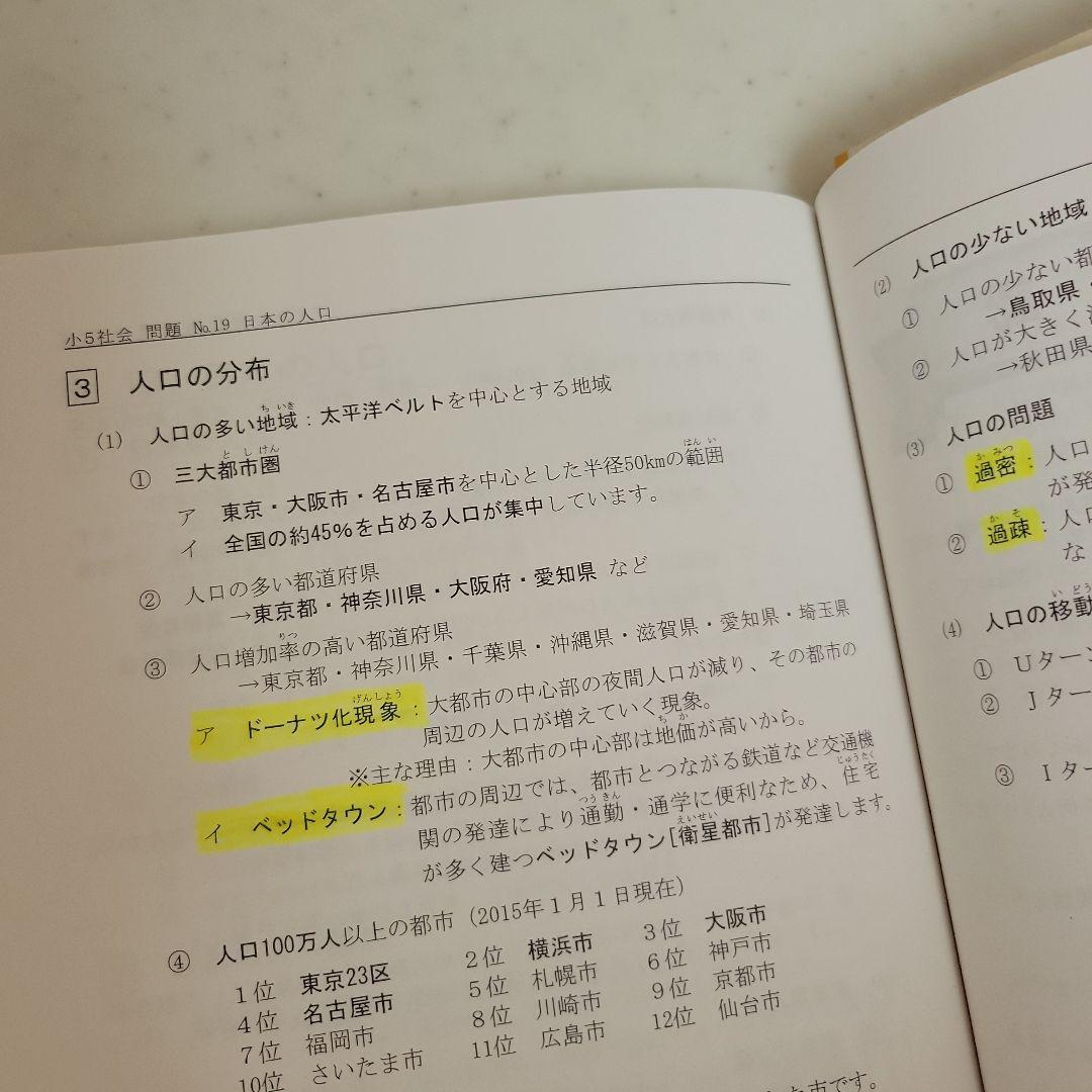 希学園　社会小5 オリジナルテキスト 問題4冊と解答4冊 合計8冊セット 1年分