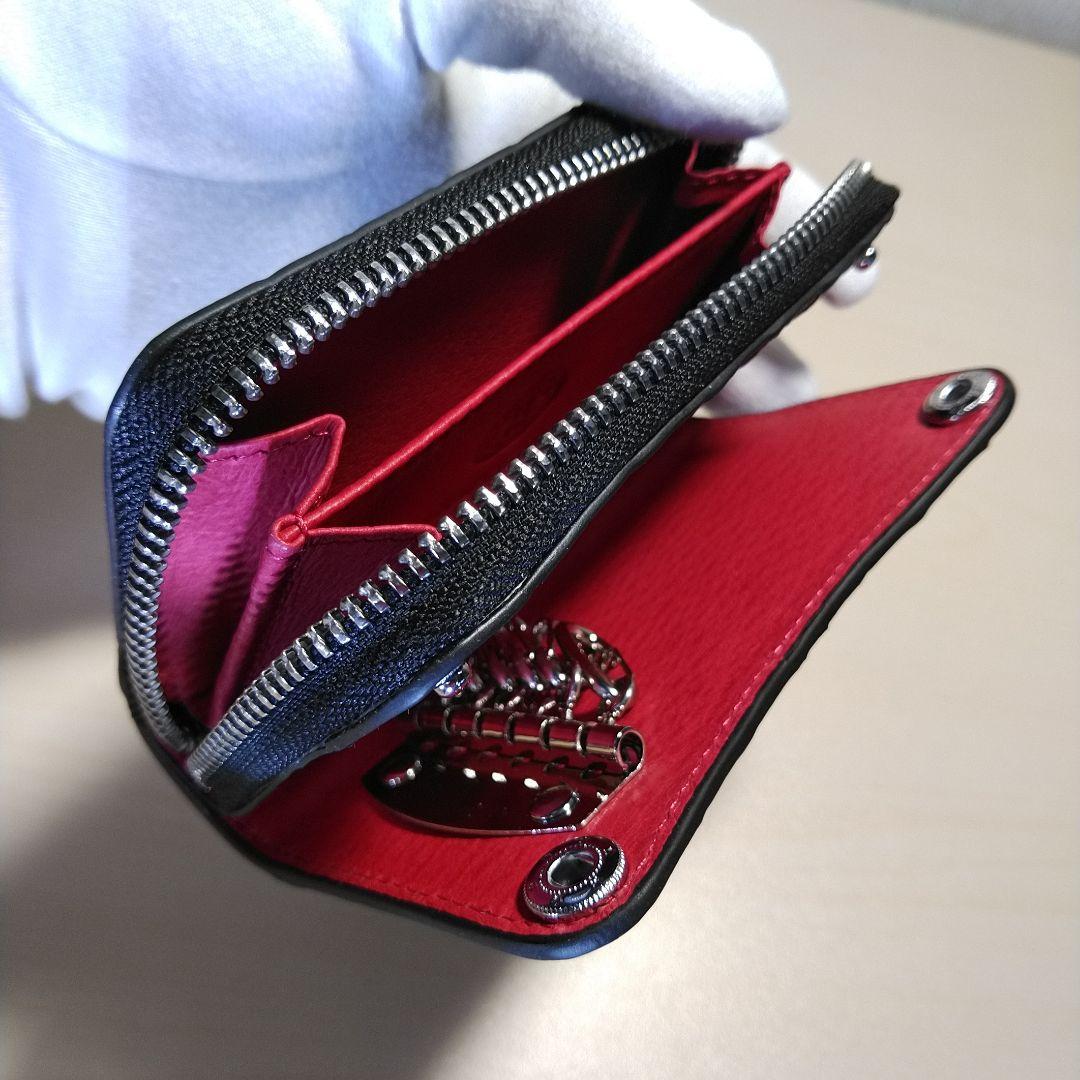 カイマンワニ 脇肚・肚四枚革 RFカード小銭キーケース 薄墨 033610H