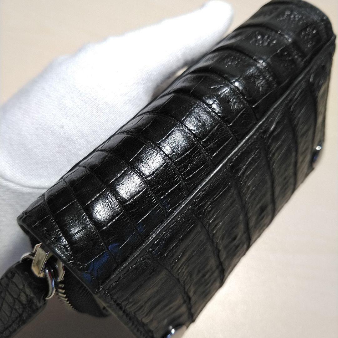 カイマンワニ 脇肚・肚四枚革 RFカード小銭キーケース 薄墨 033610H